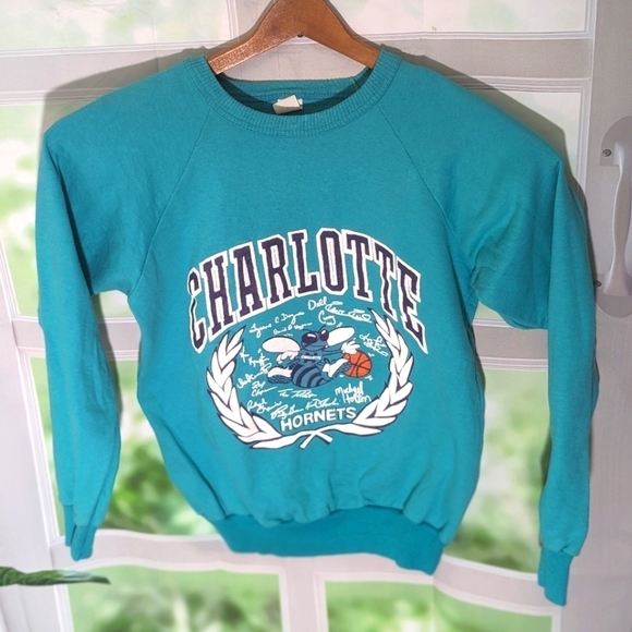 VTG Charlotte Hornets Sweatshirt Single Stitch Crewneck Unisex Youth‎ L (16) USA - Picture 1 of 7